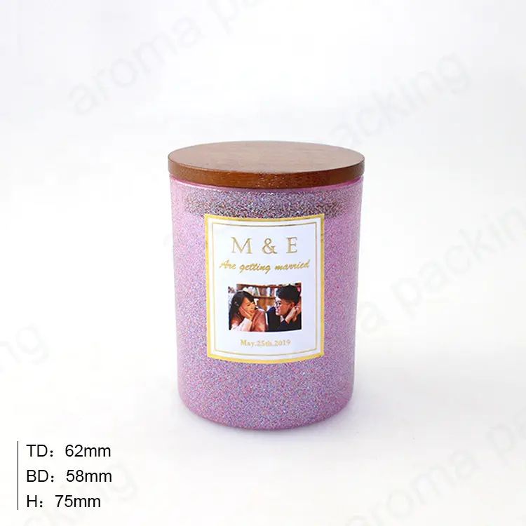 Пользовательский уникальный фиолетовый песок цветной стеклянной банки для свечи с крышкой