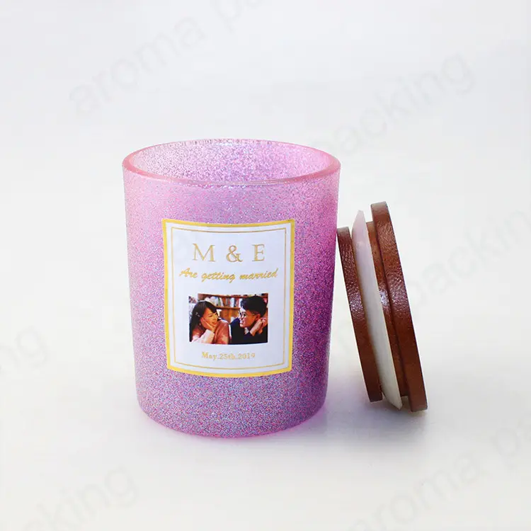 Custom Уникальная фиолетовая песочная стеклянная банка для свечи с крышкой
