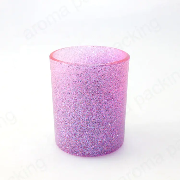 مخصص فريدة من نوعها الأرجواني الرمل الملونة جرة الزجاج لشمعة مع غطاء