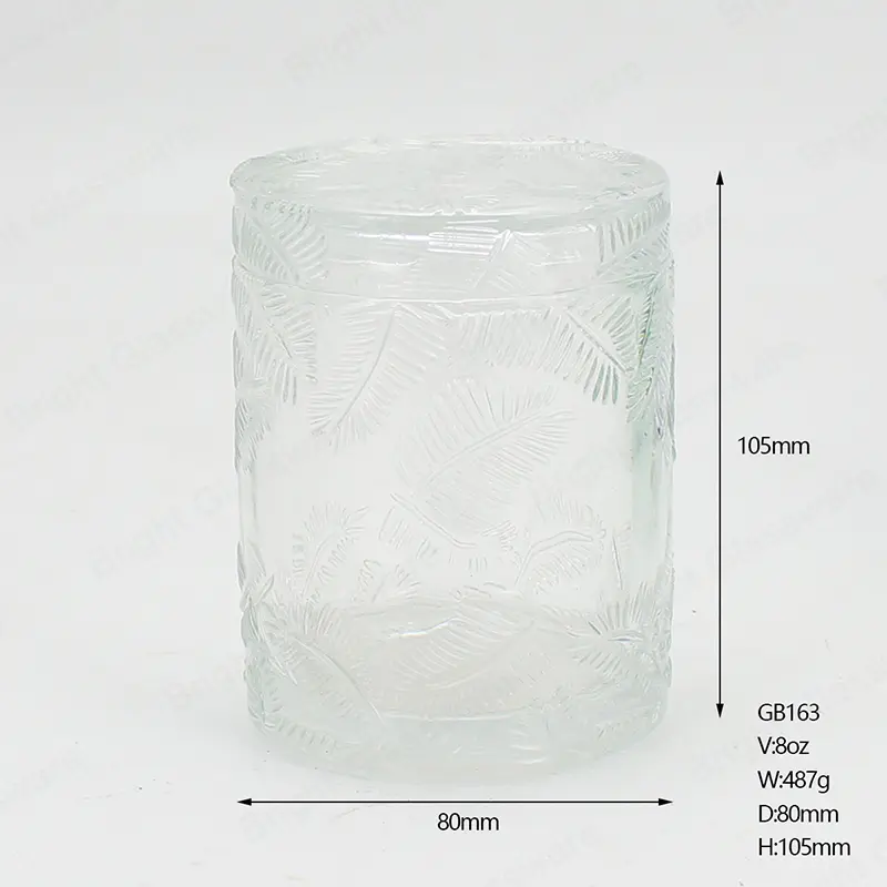 DIYクラフトを作るキャンドルのためのエンボスガラス蓋とラベル付きの丸い輝くキャンドルジャー