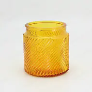 Тисненая блестящая банка янтарная стеклянная свеча контейнер с широким горлышком для домашнего декора