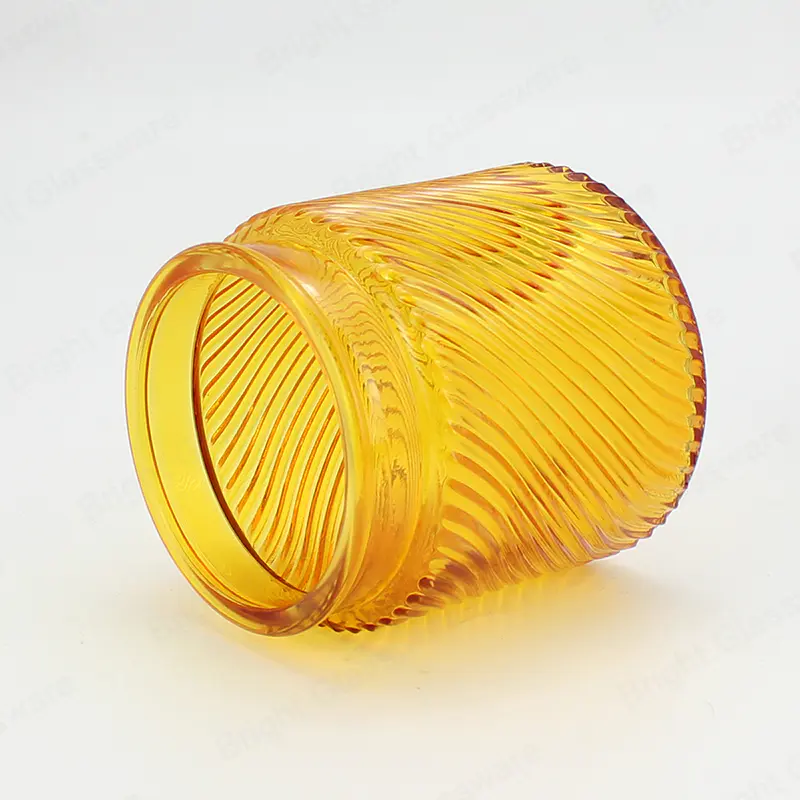 Тисненая блестящая банка янтарная стеклянная свеча контейнер с широким горлышком для домашнего декора