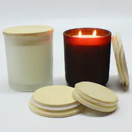 Tapas de madera de forma redonda personalizadas al por mayor con diferentes tamaños para frascos de velas