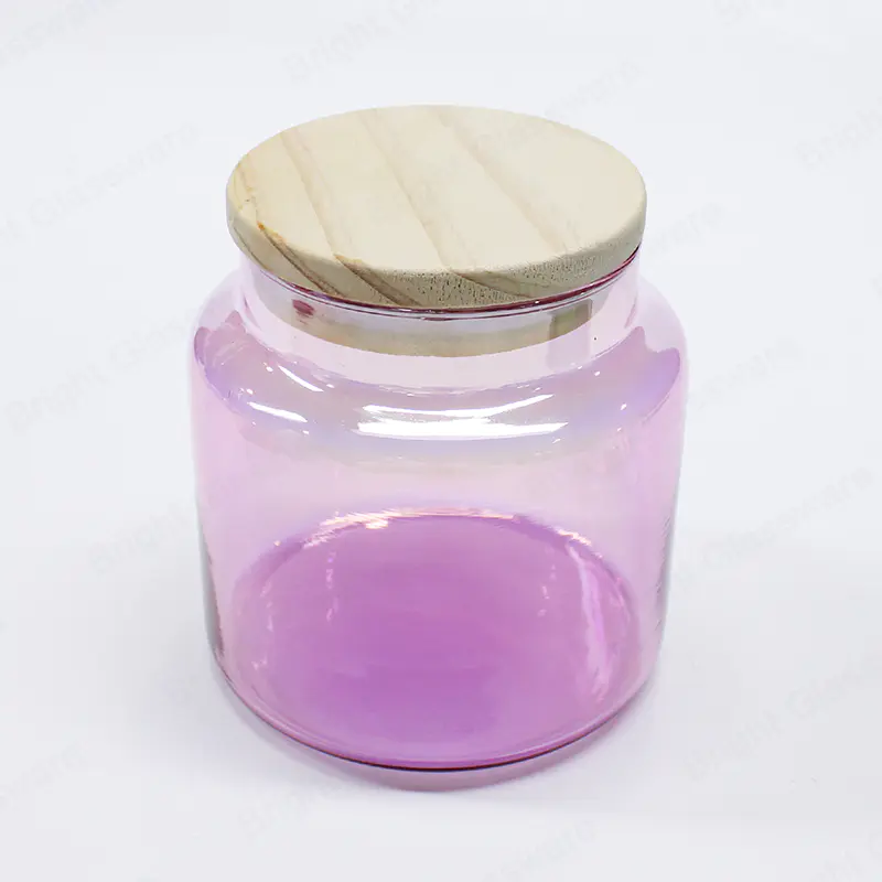 バルクラグジュアリー虹色メッキガラス瓶、キャンドル作りまたは貯蔵食品用のマルチ蓋付き