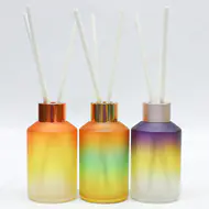Gradient Color Glass Diffuser Bottle Round Diffuser Jars with Gold Caps Set 