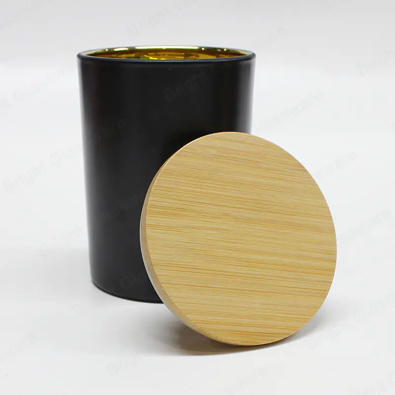 香薰豪华空黑色哑光玻璃蜡烛罐，用于蜡烛制作