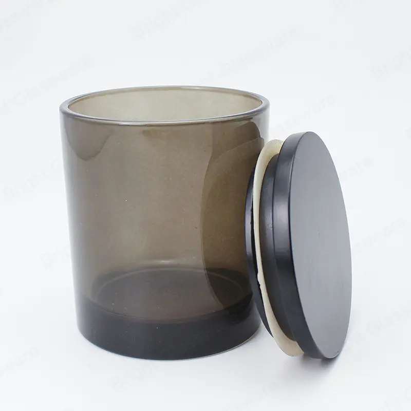 豪华定制白色黑色透明空蜡烛罐，带木盖