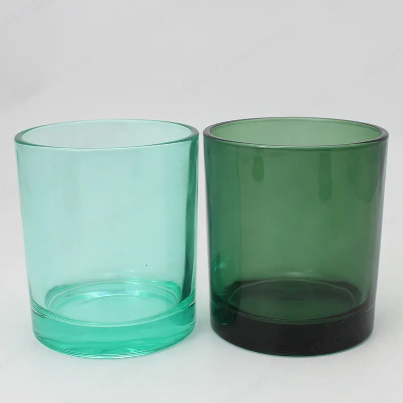 8oz Recipiente redondo Frasco de vela de vidrio verde con tapa de metal de madera
