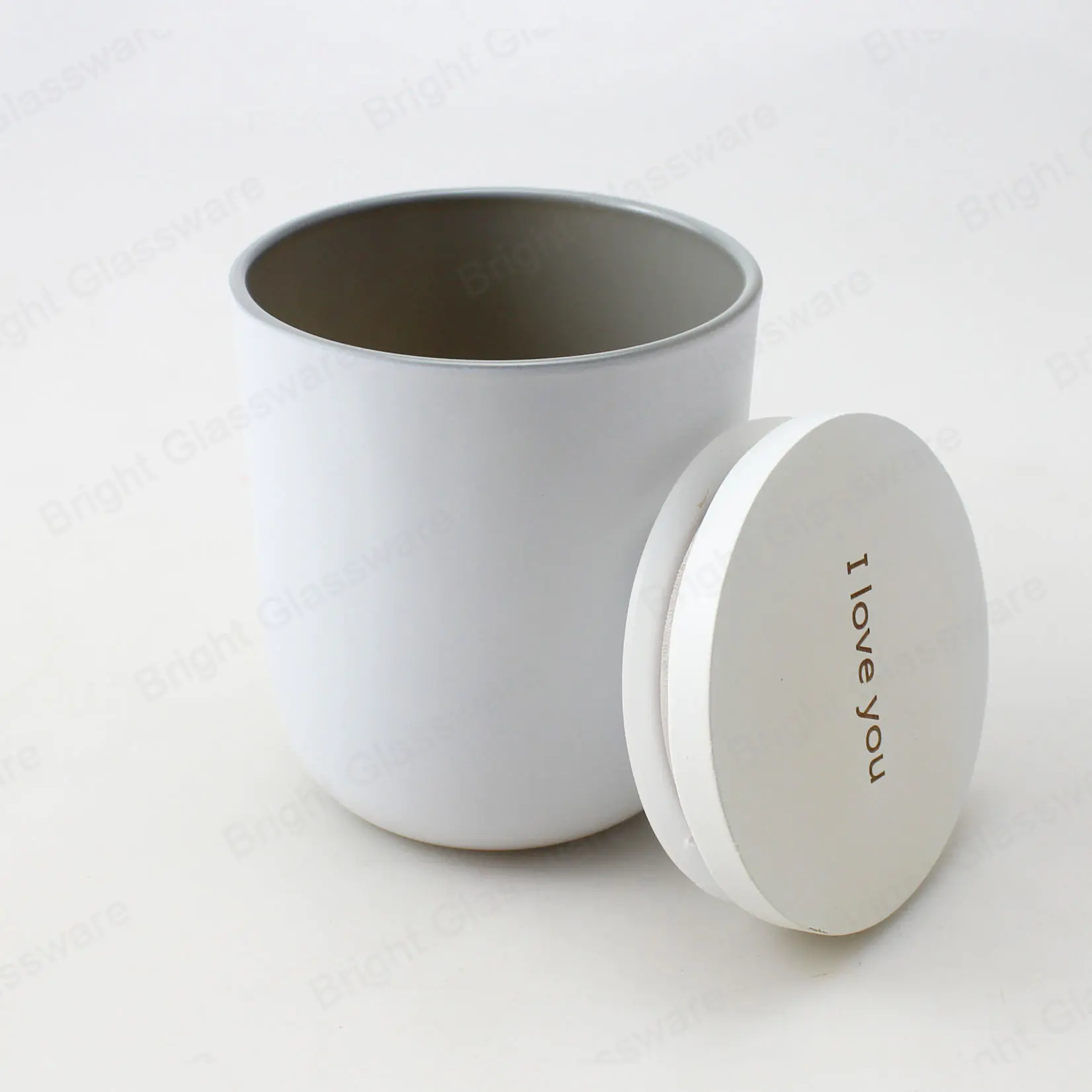 Venta al por mayor Matte White Cambridge Glass Candle Jar con tapa de bambú de madera personalizada
