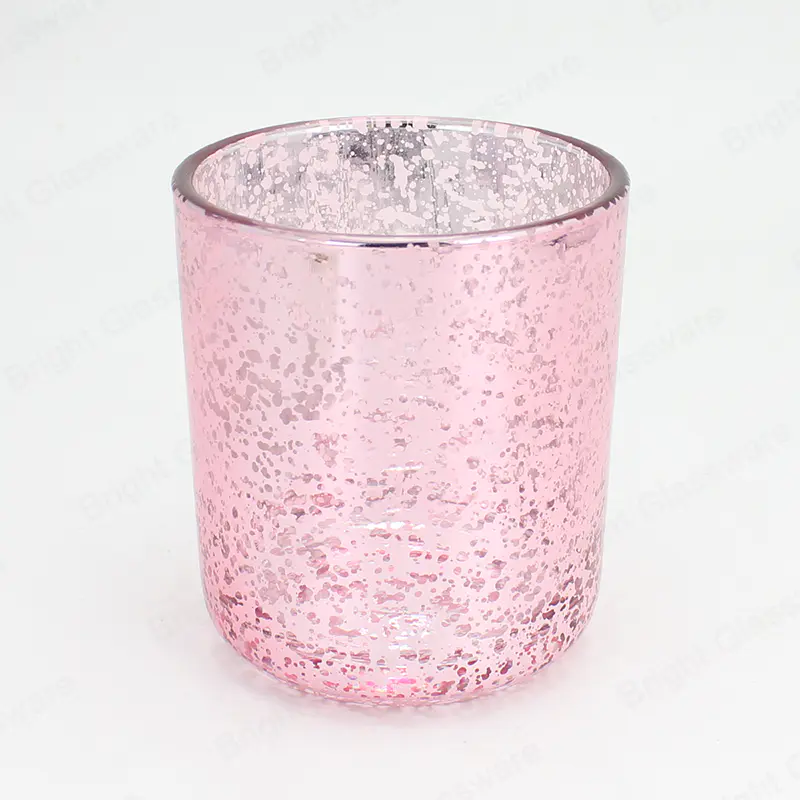 最热门豪华粉红色剑桥中型全息图玻璃蜡烛罐，带定制盖