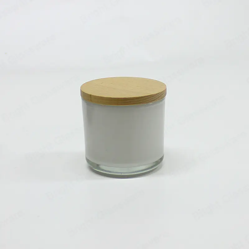 弯曲底座内涂漆透明白色玻璃蜡烛罐出售