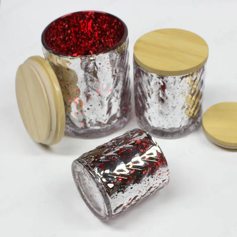定制徽标电镀碎金玻璃蜡烛罐用于蜡烛制作