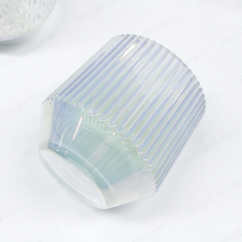Recycled Luxury Empty White Plating Stripe Custom Candle Jars Wholesale