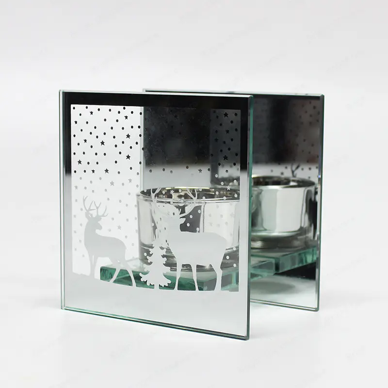 Romantique Transparent Custom Carré Tealight Glass Bougeoir pour la décoration de la maison