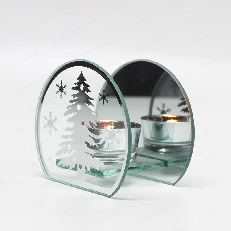 ユニークな透明な湾曲したガラスキャンドルホルダーカスタムティーライトカップバルク 結婚式の装飾用