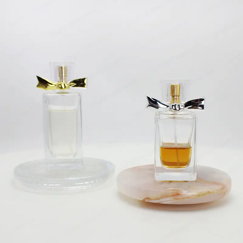 Venta al por mayor 30ml 40ml 50ml 100ml cuadrado de lujo perfume botella de vidrio para líquido de perfume cosmético