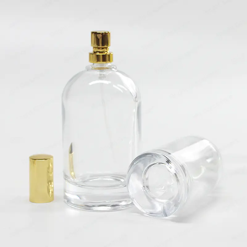 Flacon de parfum en cristal vide en verre transparent classique de forme ronde personnalisée avec fond épais