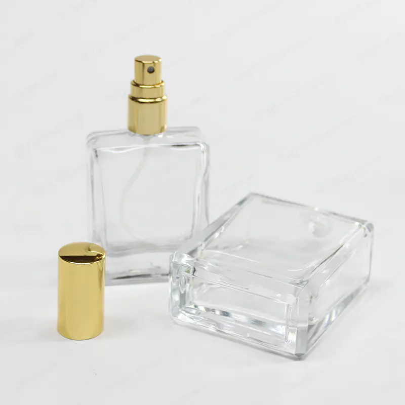 批发空香水瓶环保方形玻璃瓶带喷头