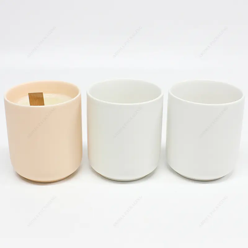高品质白黄色哑光陶瓷蜡烛罐，用于蜡烛制作