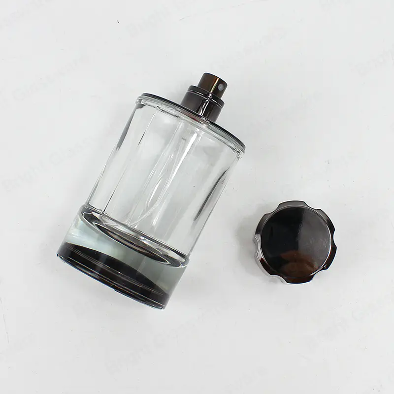 スキンケアのためのキャップが付いている良質の円形の厚い底の黒い青いガラス香水瓶
