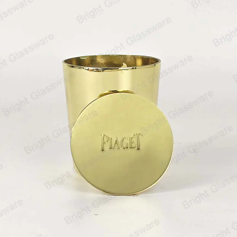Échantillon gratuit d’or rose en or rond modèle personnalisé logo couvercles de bougie pour bougie