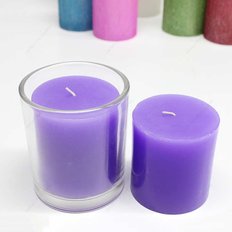Custom Paraffin Wax Round Pillar Candles Red Green Pink Candles For Decoration