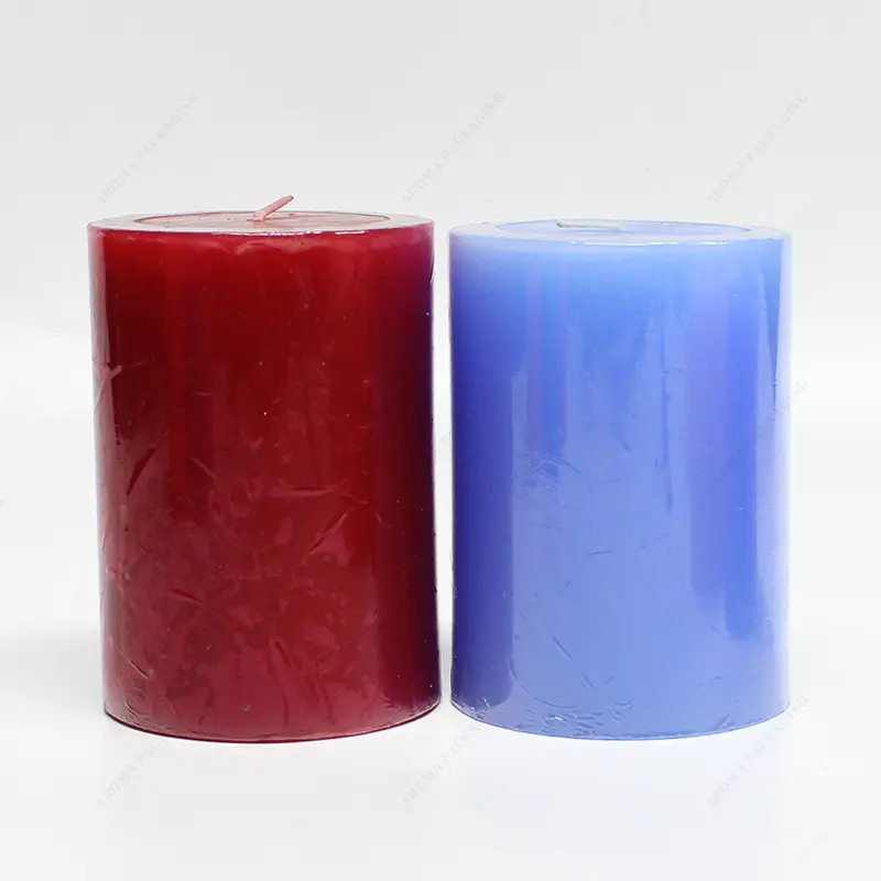 装飾のための注文のパラフィンのワックスの円形の柱の蝋燭赤緑のピンクの蝋燭