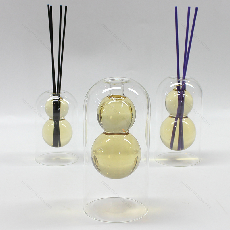 High Borosilicate Glass Clear Reed Diffuser Bottle Double Layer for Aromatherapy