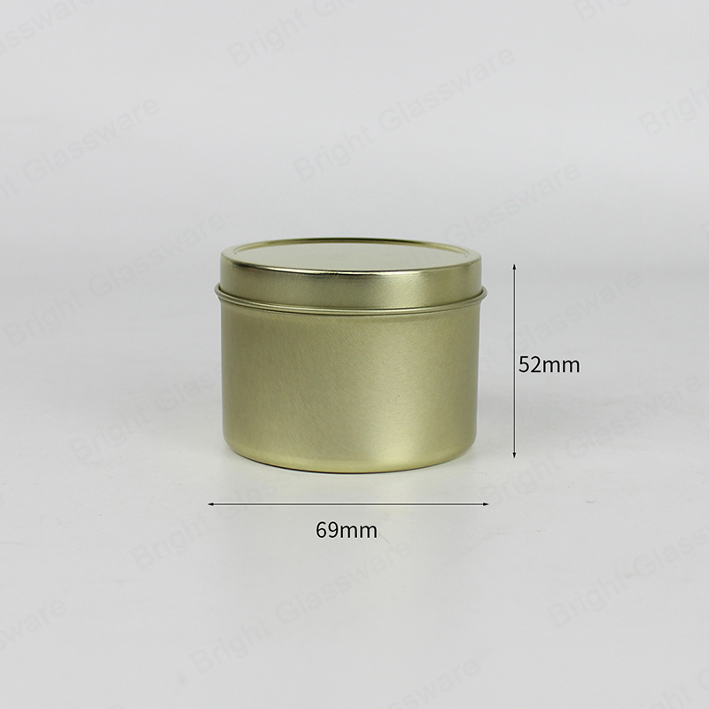 Круглая золотая оловянная банка для свечей 69 мм * 52 мм GJT049 с крышкой