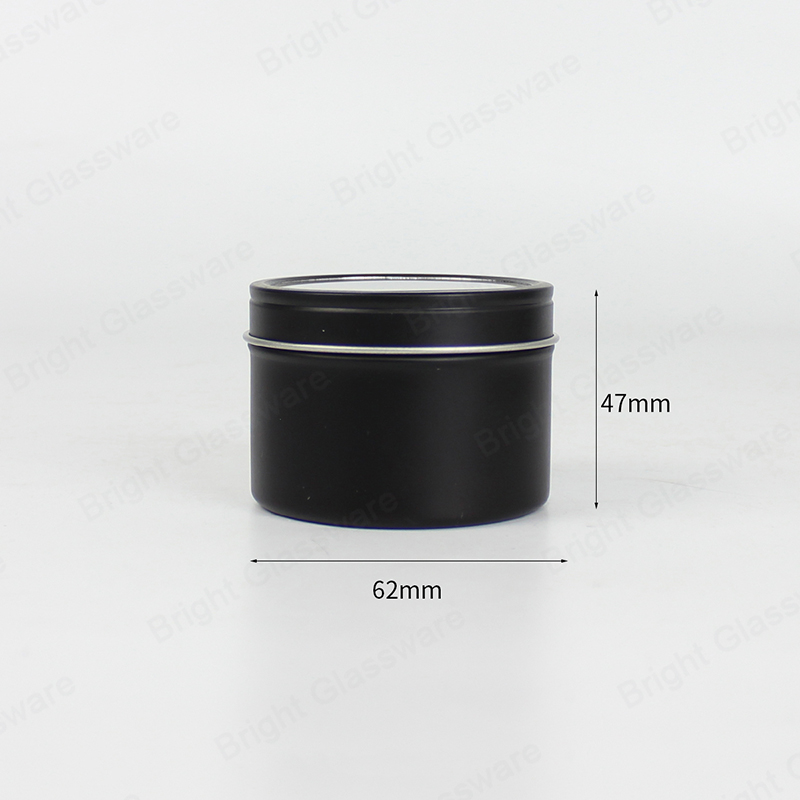 Round Black Tin Candle Jar 62mm*47mm GJT050 With Built-in Rubber Ring Lid