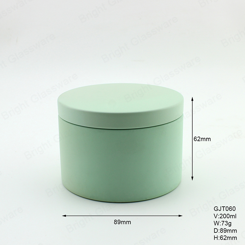 圆形哑光绿色锡蜡烛罐89mm * 62mm GJT060带金属盖