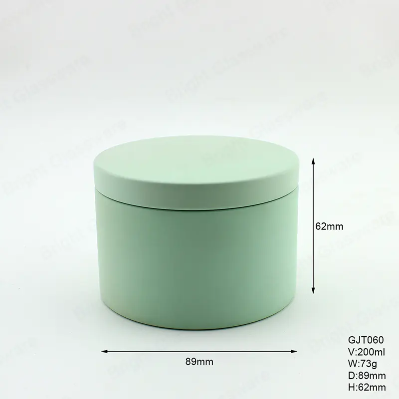 Круглая матовая зеленая жестяная банка для свечей 89 мм * 62 мм GJT060 с металлической крышкой