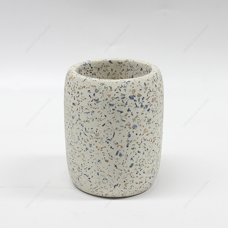 Free Sample Soy Wax Custom Pattern White Concrete Candle Jar for Decoration
