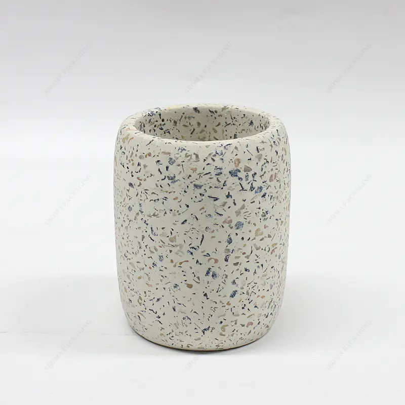 Бесплатный образец соевого воска с индивидуальным рисунком белой бетонной свечи для украшения
