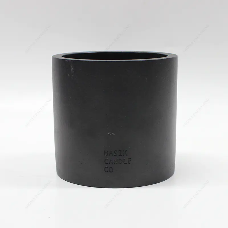 Haut Fond Épais Cire de Soja Mat Black Concrete Candle Jar pour la décoration