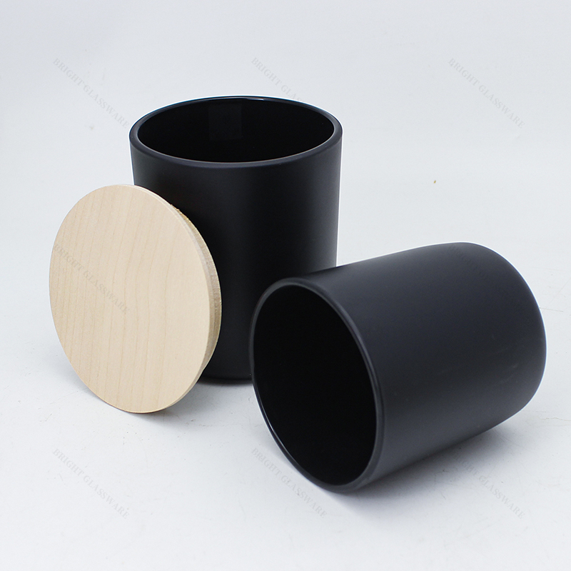 New Style Free Sample Glass Candle Jar 6oz 8oz 10oz BGC138M Round Black White