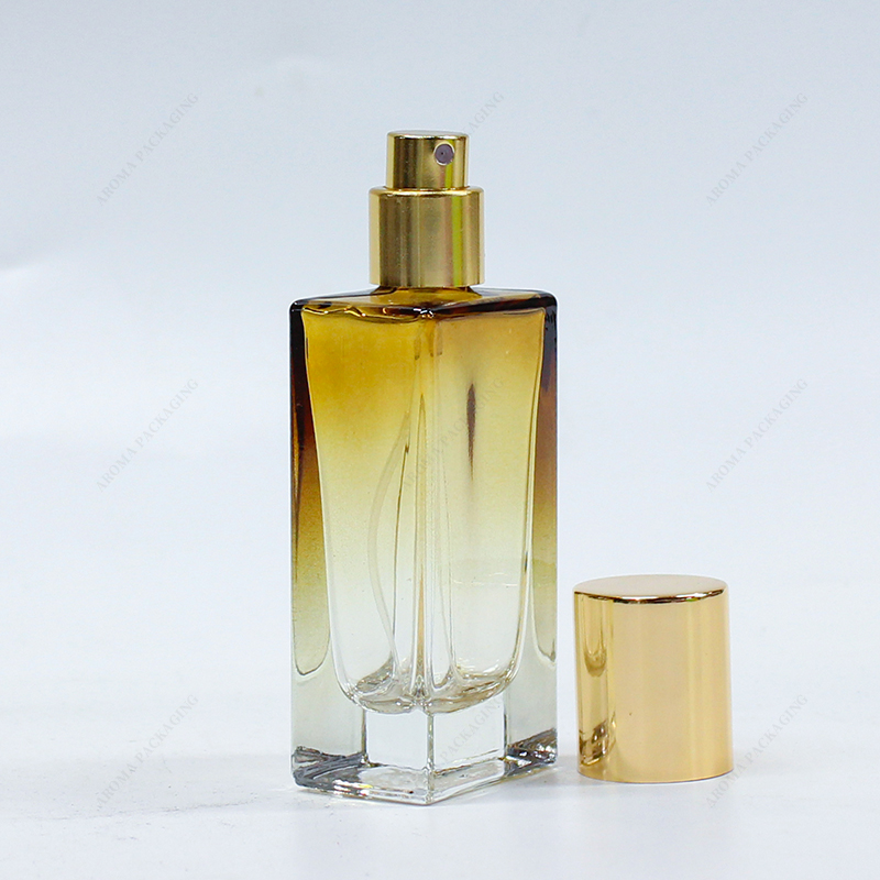 Factory New Products Gradient Yellow Glass Perfume Bottle GBC223 with Metal Lid