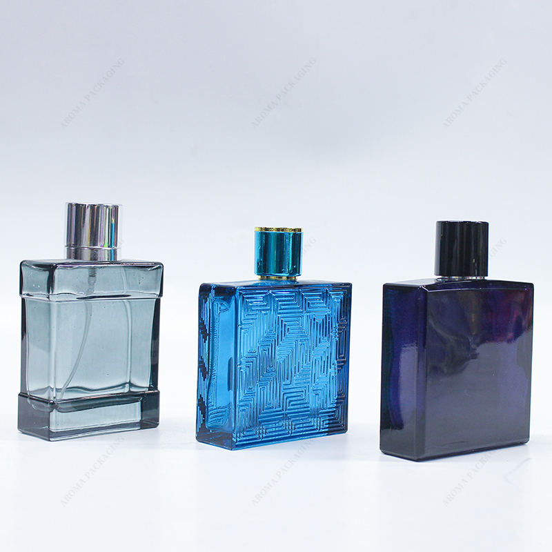 Factory Made Luxury Black Blue Glass Perfume Bottle 100ml GBC263 with Lid