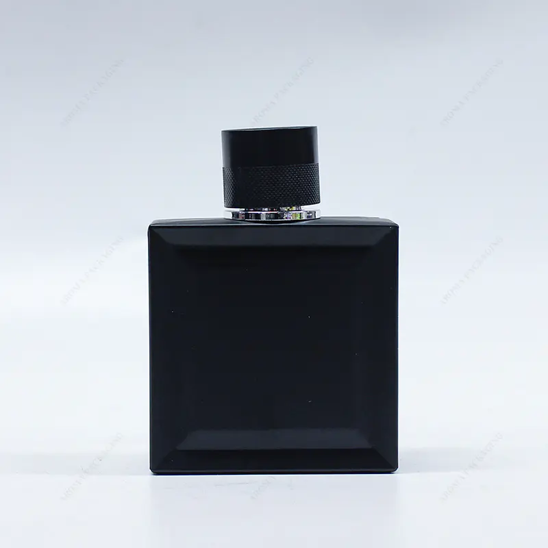 Botella de perfume de vidrio azul negro de lujo hecha de fábrica 100ml GBC263 con tapa