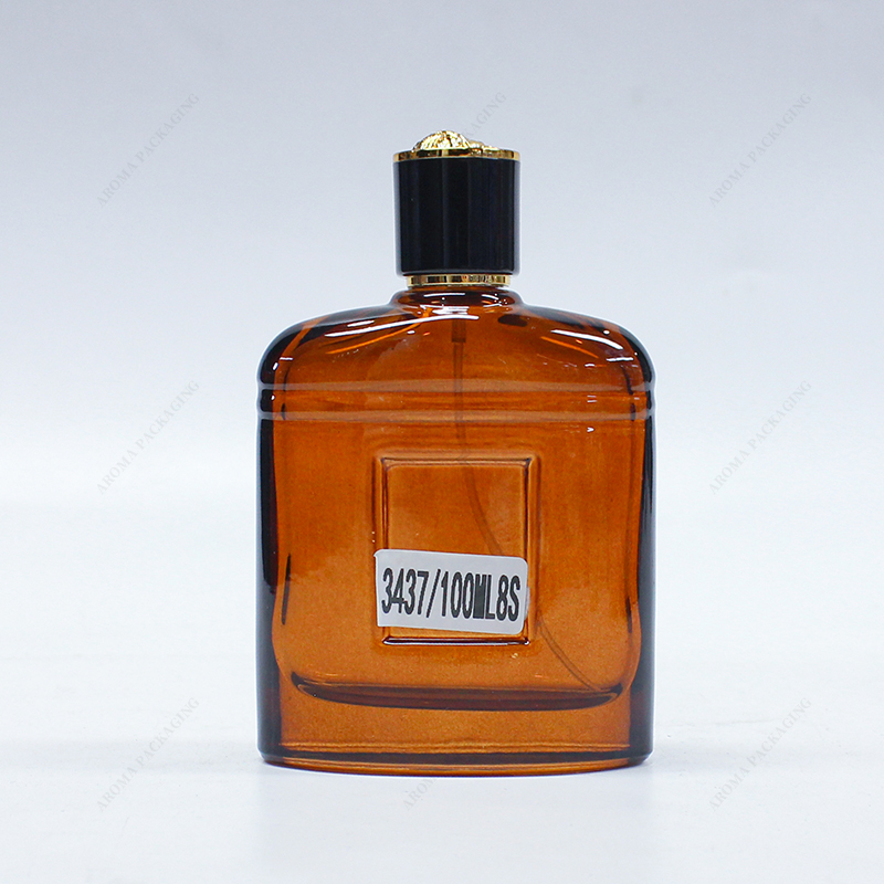 Botella de perfume de vidrio marrón claro de 100 ml hecha en fábrica GBC267-269 con tapa
