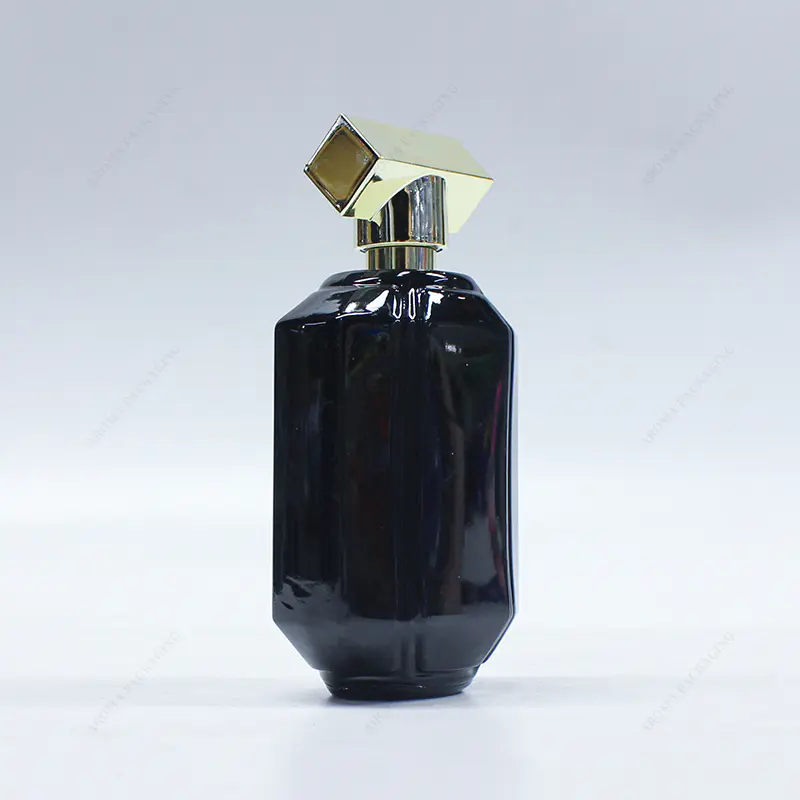 Hecho en fábrica 55ml 100ml botella de perfume de vidrio azul negro GBC270-271 con tapa