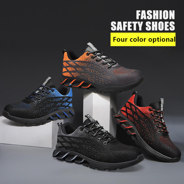 Sports safety shoes steel toe puncture proof flying knit safety shoes