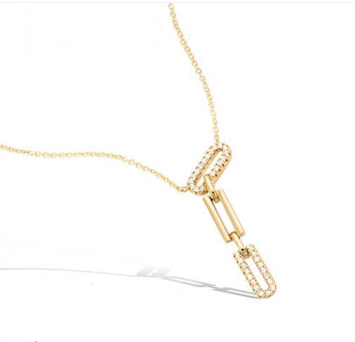 PE3493-Journey Necklace with White Stone in Sterling silver under 18K gold plated from China Reliable Jewelry factory