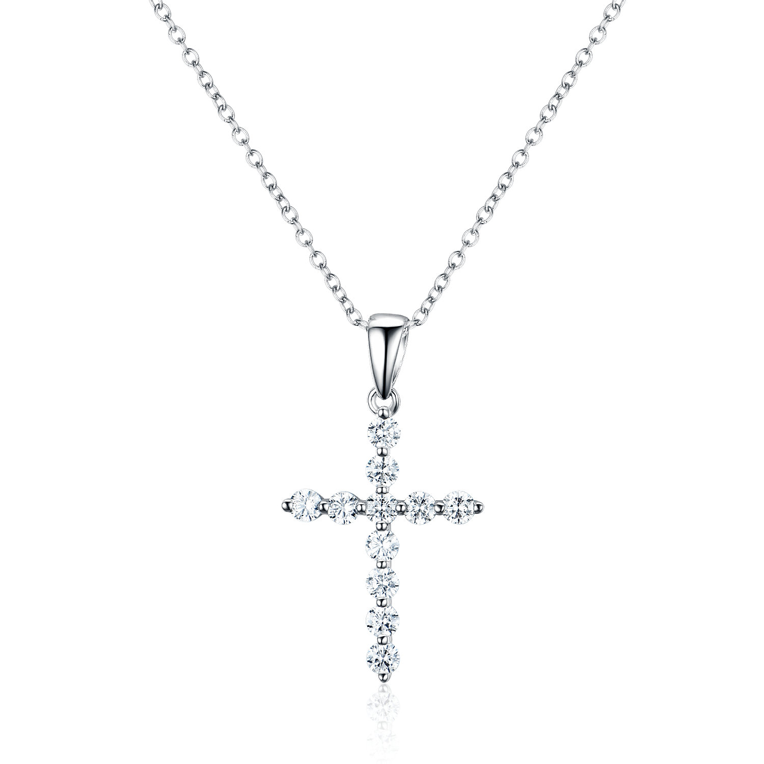 PE3488-Cross pendant with White Cubic Zircon plated Rhodium from China Top Jewelry factory