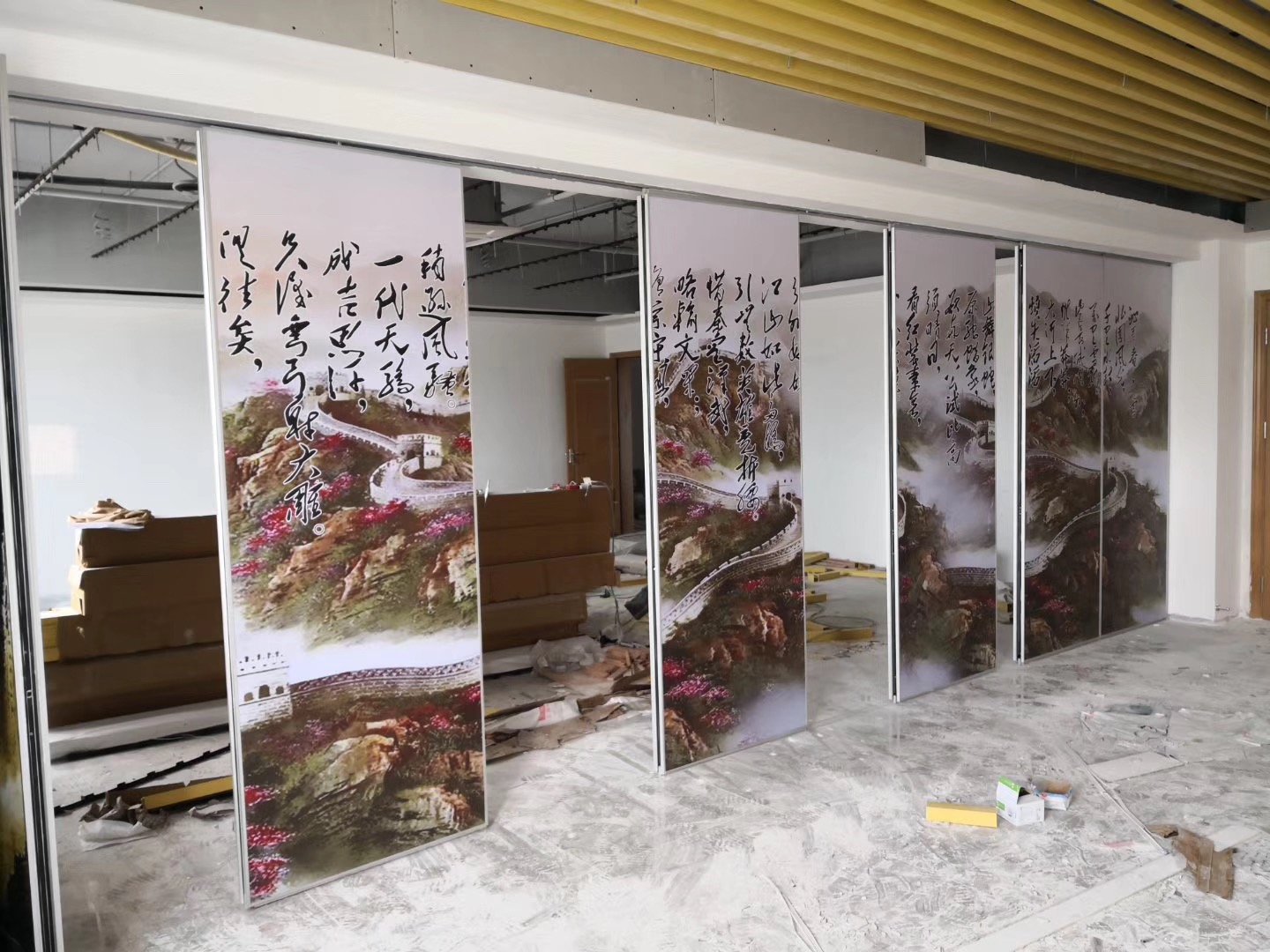 Landscape painting sliding partition wall