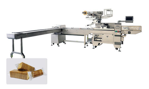 SI-150L On Edge Biscuit Packaging Machine With L-shape Conveyor