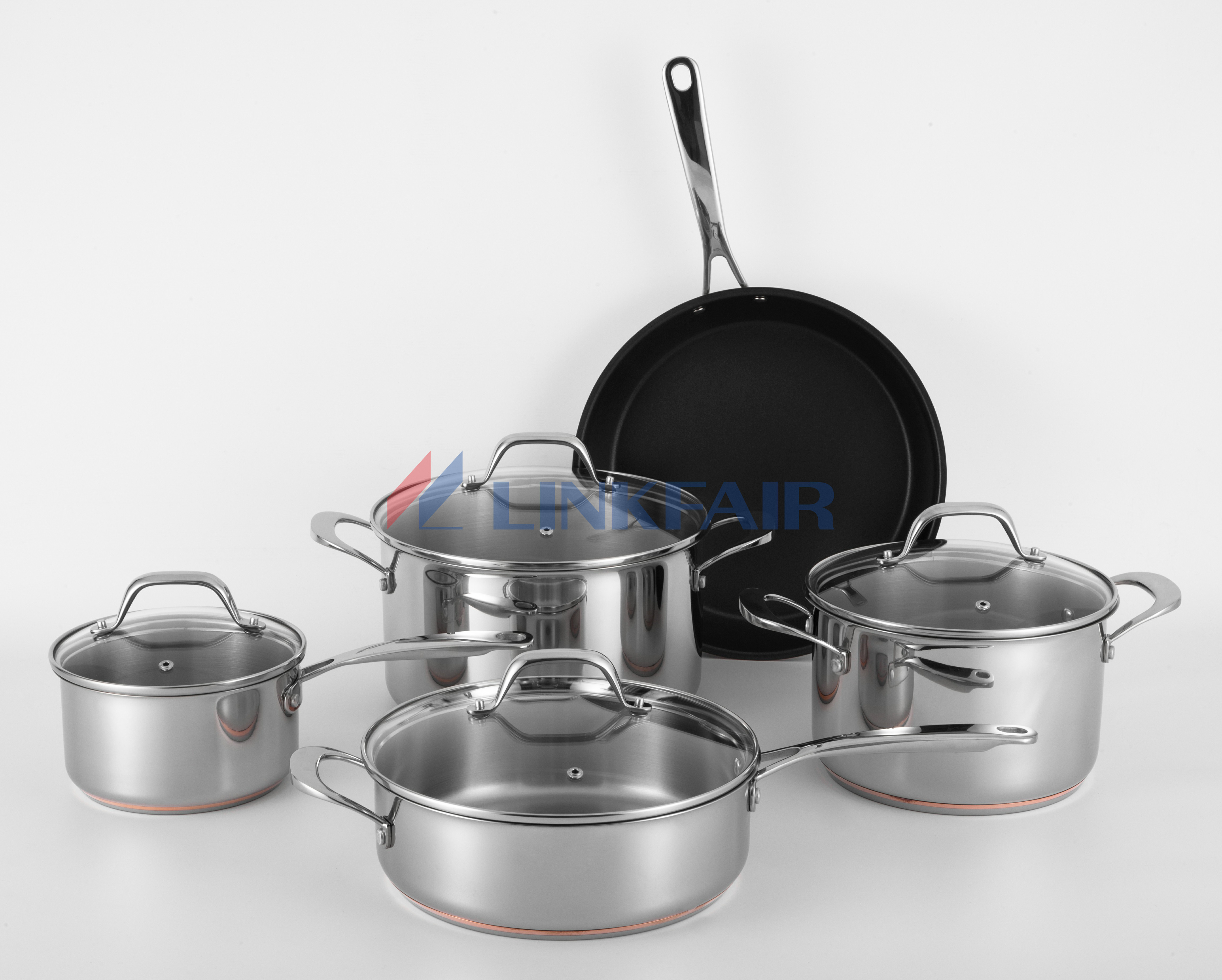 9-Piece Stainless Steel Cookware Set with 5 Layer Copper Bottom