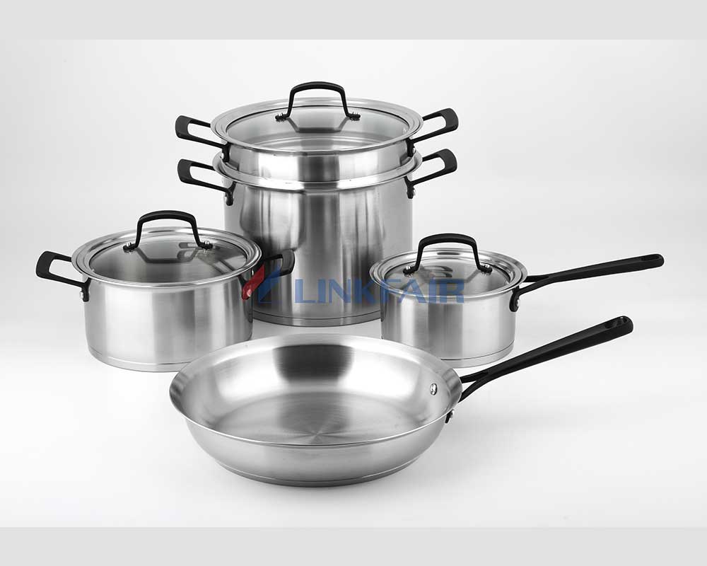 10-Piece Stainless Steel Cookware Set of Straight Shape