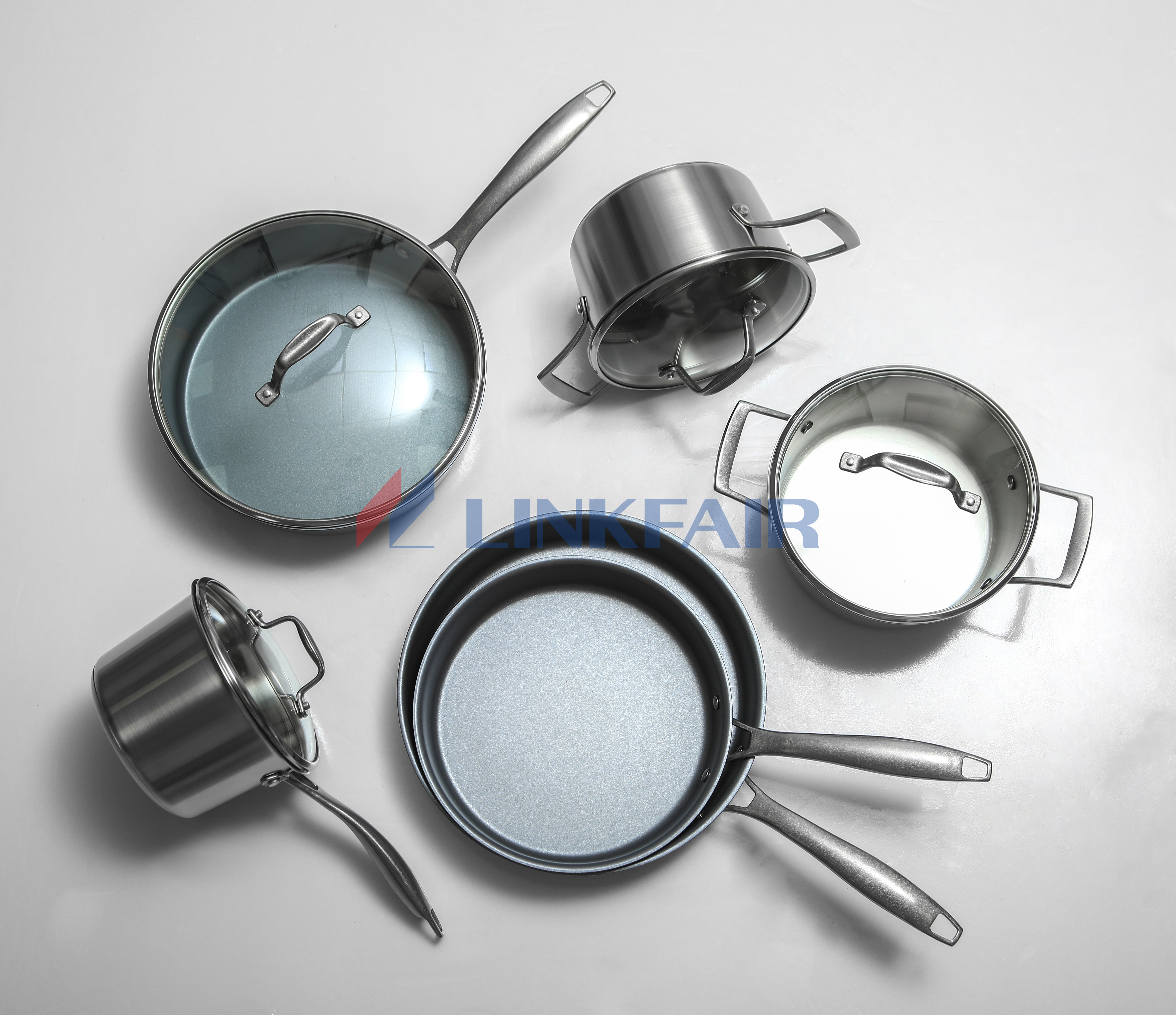 10-Piece Stainless Steel Cookware Set with Round Impact Bonded Bottom