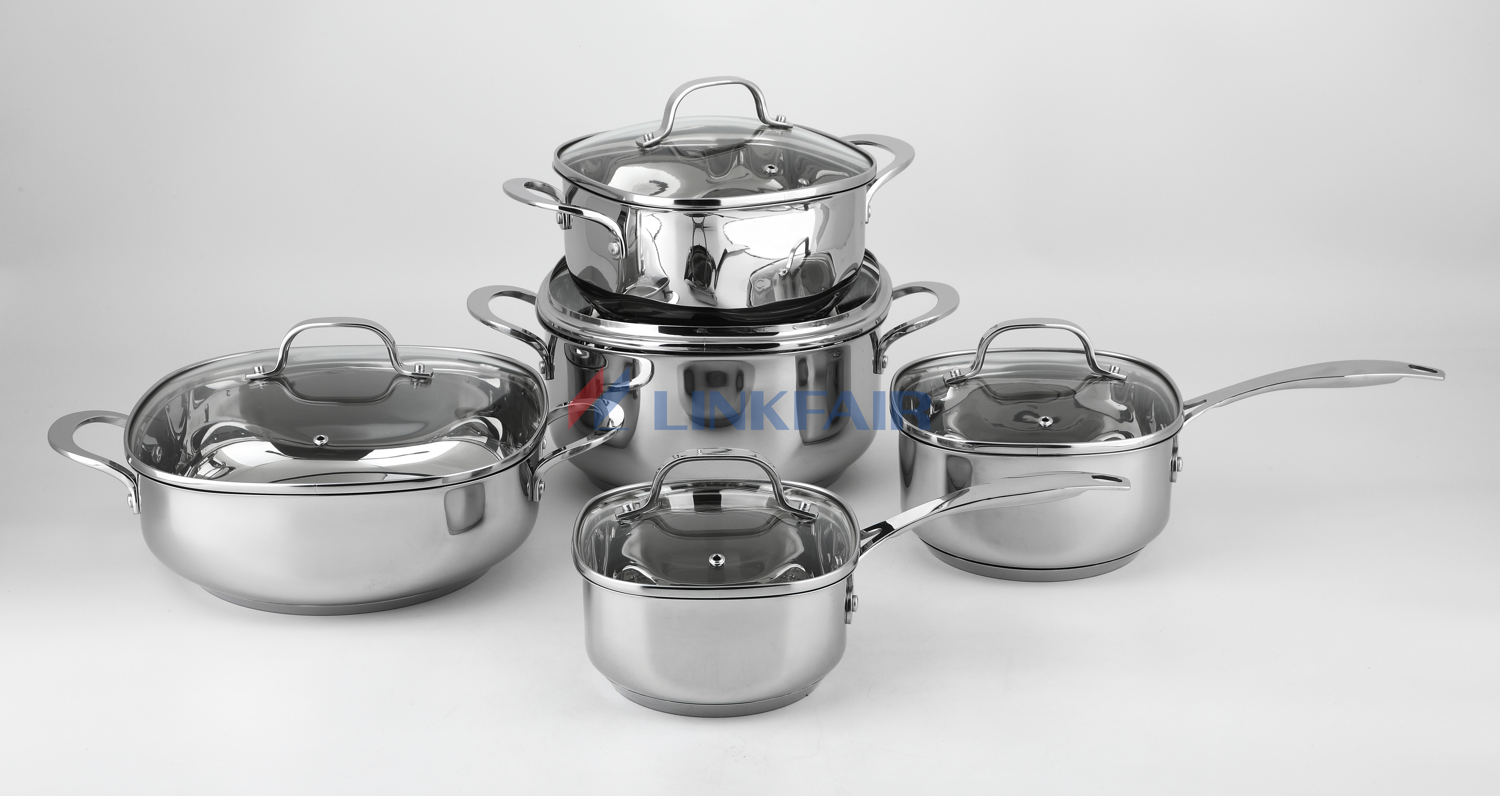 10-Piece Stainless Steel Cookware Set of Rectangle Shape